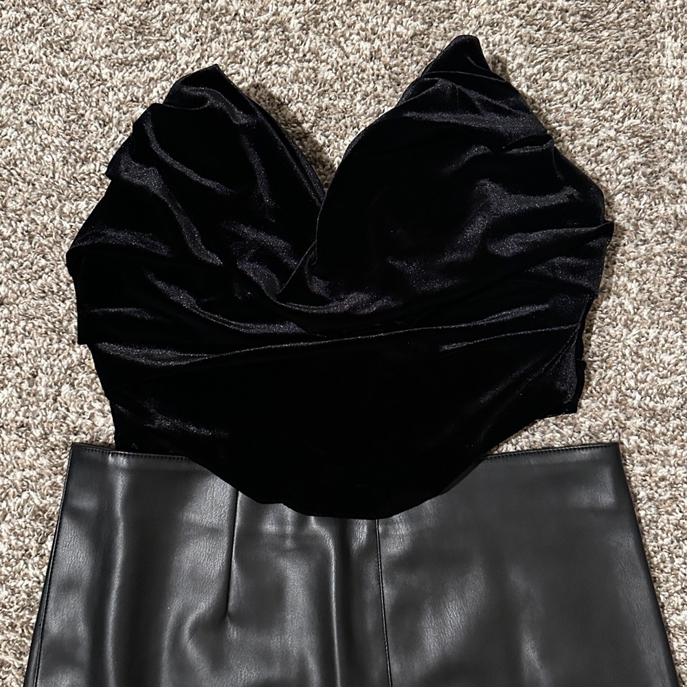 House of CB black velvet corset top